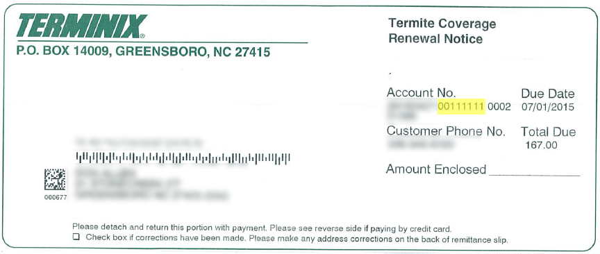 Example containing customer number