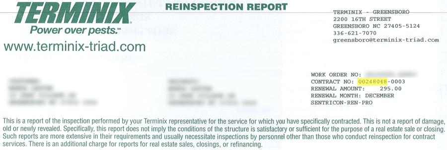 Example containing customer number